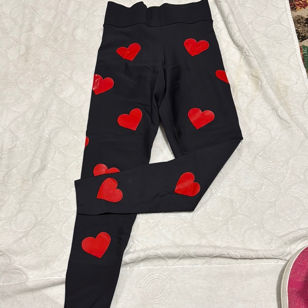 Ultracor Heart Patterned Black and Red Leggings